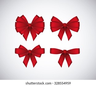 Set of red bows isolated on white