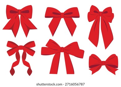 Conjunto de arcos rojos aislados, Ilustración vectorial 