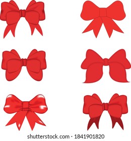 set of red bows on a white background for your design.Vector illustration.