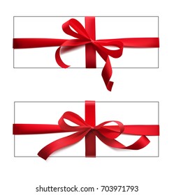 Set of red bows and ribbons. Vector illustration on white background.