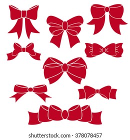 Set of red bows for your design.