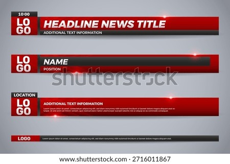 set red broadcast lower third overlay for business channel