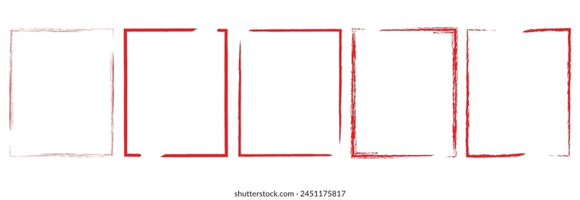 set of red brush painted ink stamp frames with place for your design element. Vector illustration. Eps file 377.