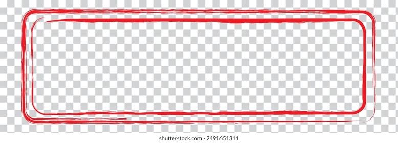set of red brush painted ink stamp frames with place for your design element. red brush painted ink stamp heart frame on transparent background. Eps 10.