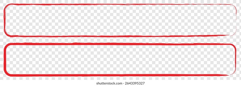 Set of red brush painted ink stamp frames with place for your design element. red brush painted ink stamp heart frame on transparent background. Eps 10. 