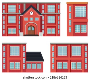 Set of red building concept illustration