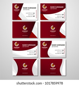 set of red business card template with modern design concept and minimalis style vector eps 10