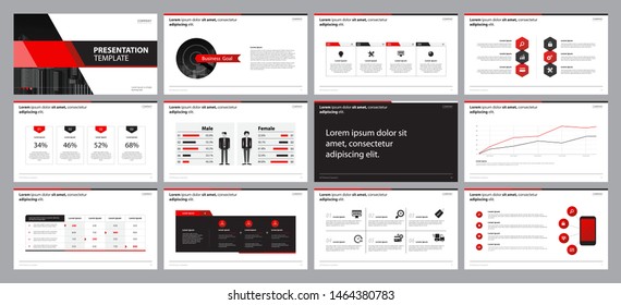 set red business presentation backgrounds design template and page layout design for brochure ,book , magazine,annual report and company profile , with infographic elements graph design concept