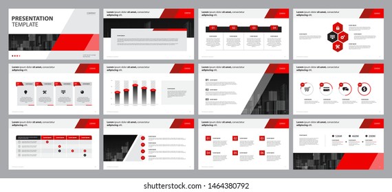 set red business presentation backgrounds design template and page layout design for brochure ,book , magazine,annual report and company profile , with infographic elements graph design concept