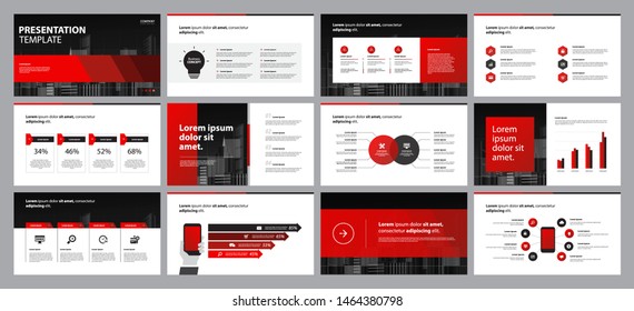 set red business presentation backgrounds design template and page layout design for brochure ,book , magazine,annual report and company profile , with infographic elements graph design concept