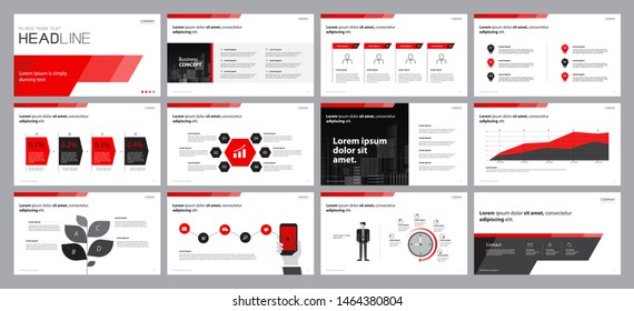 set red business presentation backgrounds design template and page layout design for brochure ,book , magazine,annual report and company profile , with infographic elements graph design concept