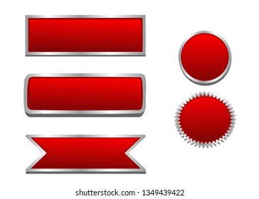 set red button vector white backgroun.

