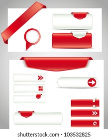 set of red buttons, banners, bookmarks for your site
