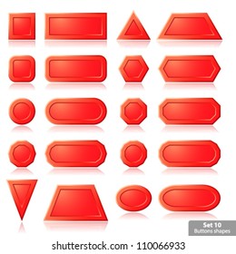Set of red buttons shapes, vector illustration eps10