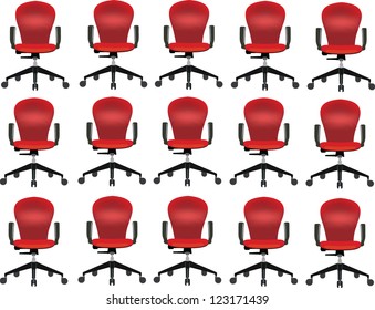 set of red chairs