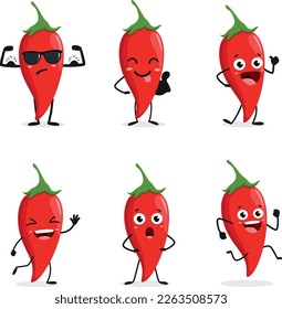 Colección de personajes de Red Chili Pepper Cartoon