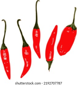 set of red chili peppers vector art