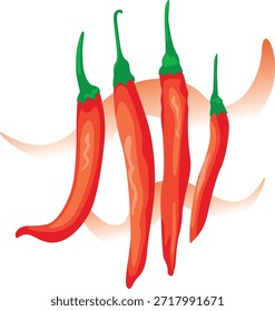 Set von roten Chilischoten Vektorgrafik mit abstraktem Hintergrund