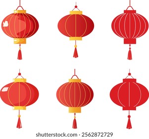 Set of red Chinese lanterns, perfect for Chinese New Year, Lunar New Year, and festive celebrations