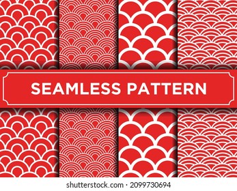 set of red chinese semaless pattern