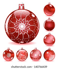Set of red Christmas balls