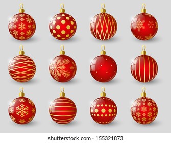Set of red Christmas balls