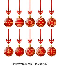 Set of red Christmas balls