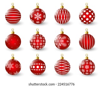 Set of red Christmas balls