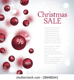 Set of red Christmas balls background. Vector illustration.