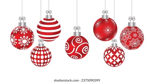 Juego de bolas de Navidad roja con diferentes patrones