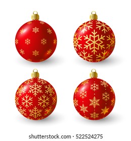 Set of red Christmas balls for Your design