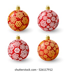 Set of red Christmas balls for Your design
