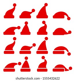 Set red Christmas hats – vector