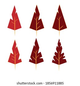 Conjunto de pinos de navidad, diseño de decoración navideña, vector.