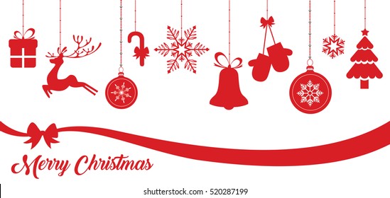 Set Of Red Christmas Vector Icons