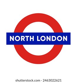 Conjunto Red Circle Blue Mind The Gap Underground Gran Norte de Londres Tottenham Inglaterra Rapid Transit System Metropolitan Railway Mind El Gap Logo Symbol Sign Emblem Badge Vector