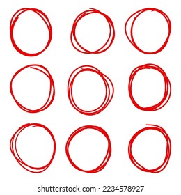 Set of Red circle line sketch