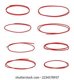 Set of Red circle line sketch