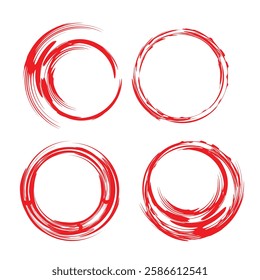 set of red circles abstract vector illustration