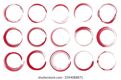 Set of red circles drawn with a brush