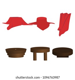 Set for red cloth and tablecloth table set design illustration vector