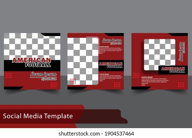 Set of red color editable minimal square banner template. Suitable for social media post and web internet ads. with background for photo layout. Design template 