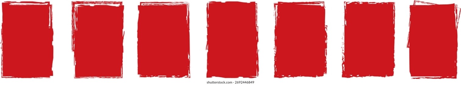 Satz von rot gefärbten Pinsel gemalt Banner

