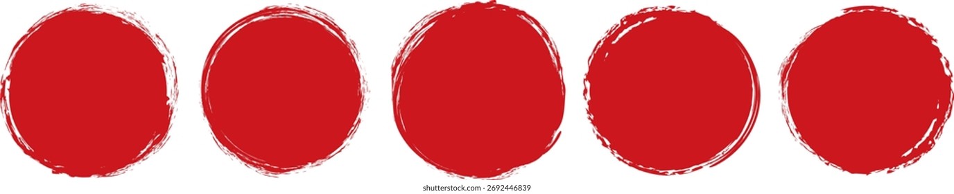 Conjunto de Anuncios pintados con pincel circular de color rojo