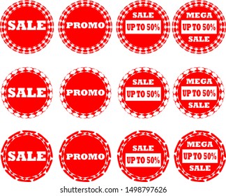 Set of red colored stickers and banners. Big set of beautiful discount and promotion banners. Advertising element. Sale banner tag. 