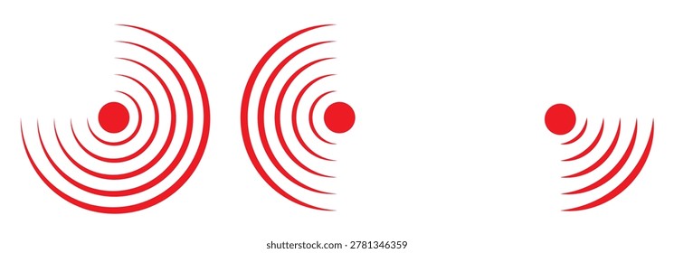 Set of Red Concentric Circles Indicating Pain or Signal Keywords: pain, signal, concentric