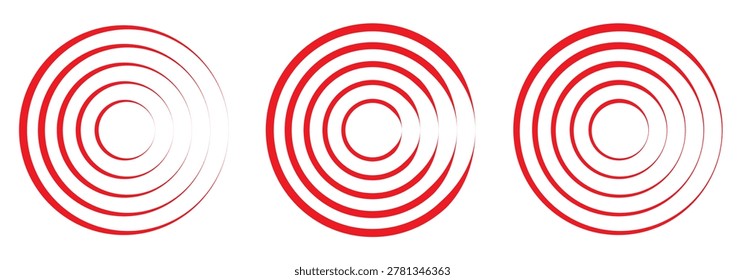 Set of Red Concentric Circles Indicating Pain or Signal Keywords: pain, signal, concentric