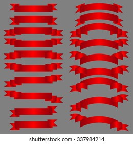 Set of red congratulation ribbons different forms, vector