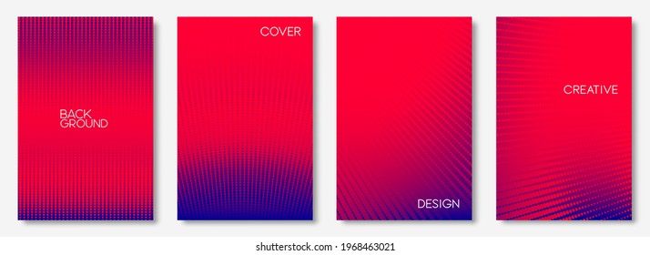 Conjunto de plantillas de diseño de cubierta roja. Resumen de patrón geométrico de medio tono para banner, tarjeta, afiches, papel pintado y otros. Plantilla de vector