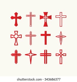 Set of red cross icons